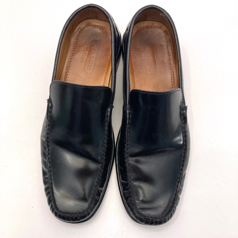 Coach Black Leather Eric Venetian Loafers B0422 Mens 10 D Made in Italy